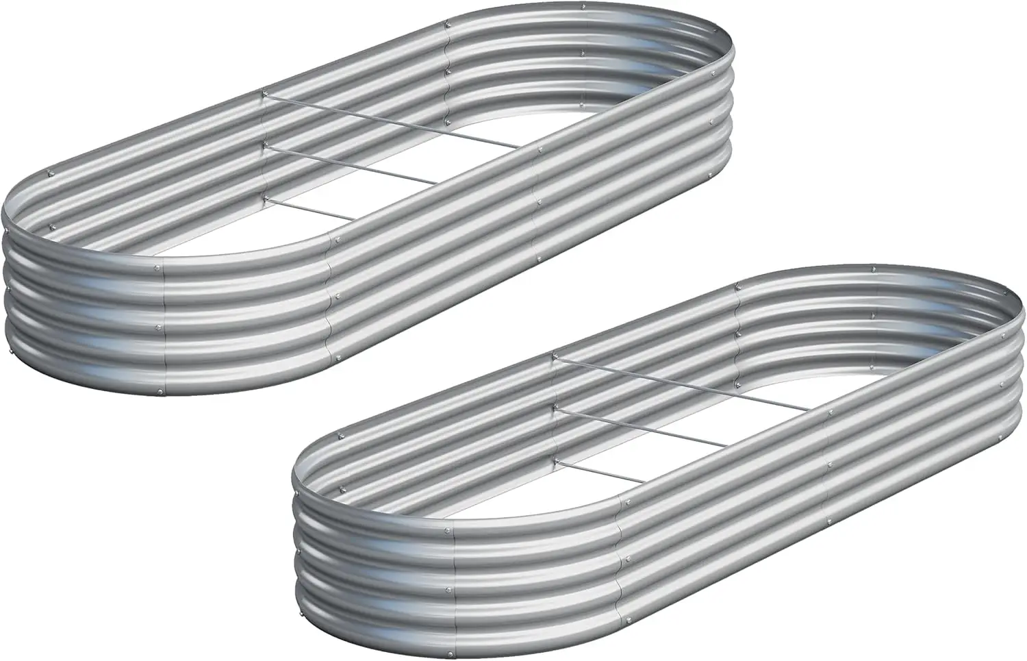Outdoor Patio Gardening Galvanized Metal Raised Bed Kit, 2PCS, Rust-Resistant