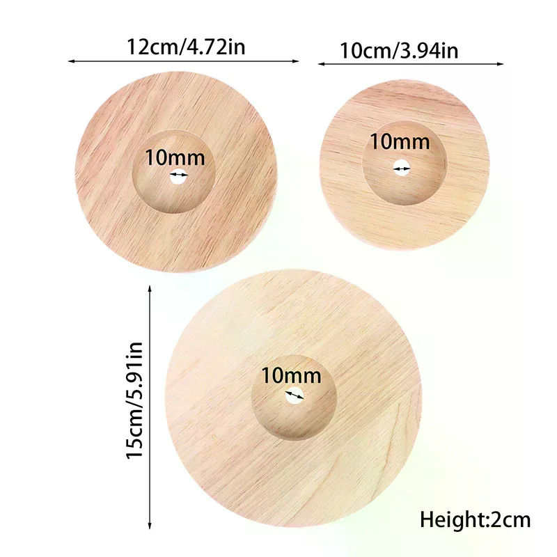 Wood Table Lamp Base Round Solid Wood Display Lamp Base Light Parts Stand For DIY Table Lamp Bases 10CM 12CM 15CM