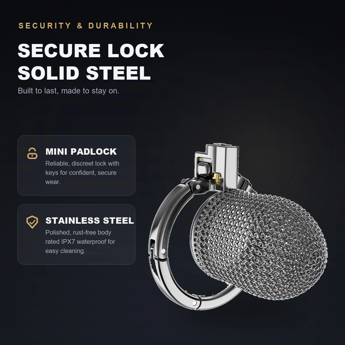 Stainless Steel Adjustable Chastity Cage for Men Breathable Mesh Male Chastity Device with Padlock & Keys Ultra Light Adult Toy - view 5
