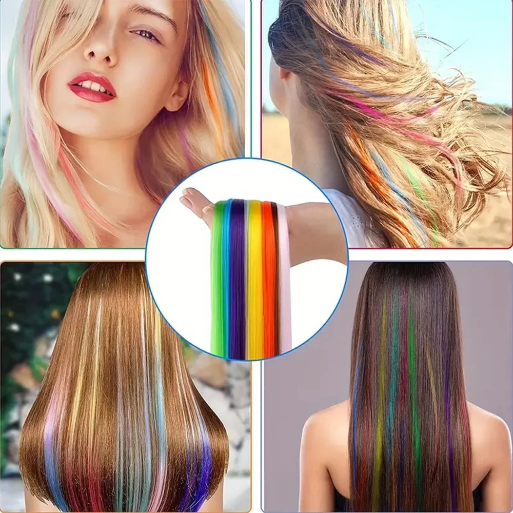 Extensions de cheveux synthétiques Y2K Lolita I-Tip pour femmes et filles, postiche lisse colorée KerBrian ktSynthetic, perruques cosplay, 40cm, 10 racines par paquet