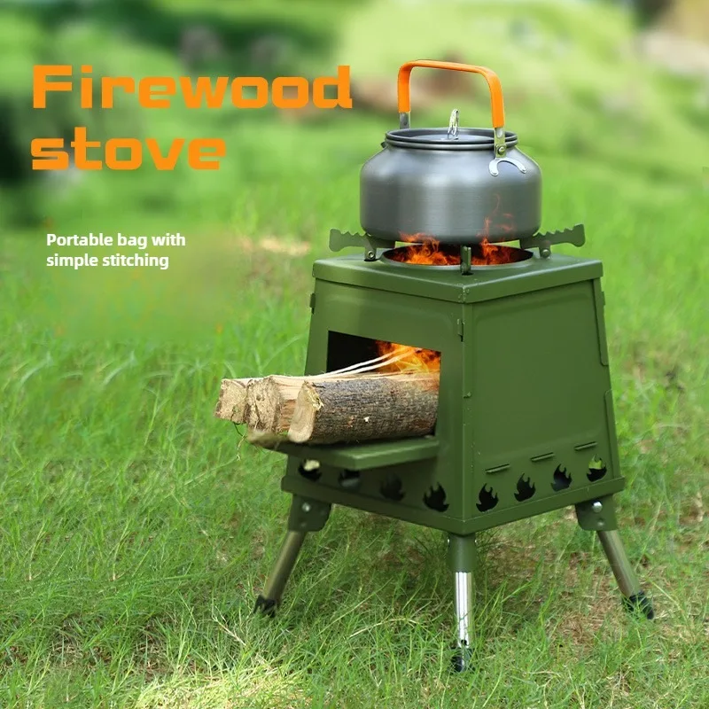 Portable Stainless Steel BBQ Grill Outdoor Camping Accessories for Beach Picnics & Stove Cooking Beach Appliances-Fuel Charcoal