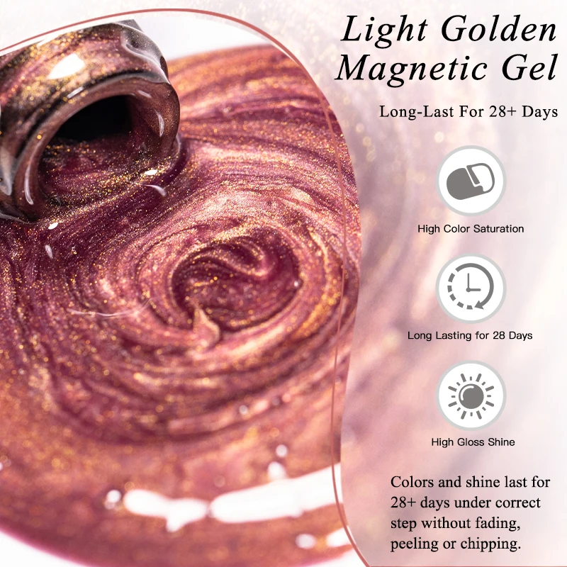 12 stücke Licht Goldene Katze Magnetische Gel Nagellack Set Gold Lichteffekt Semi Permanent Soak Off UV Gel Lack Basis top Mantel Nägel