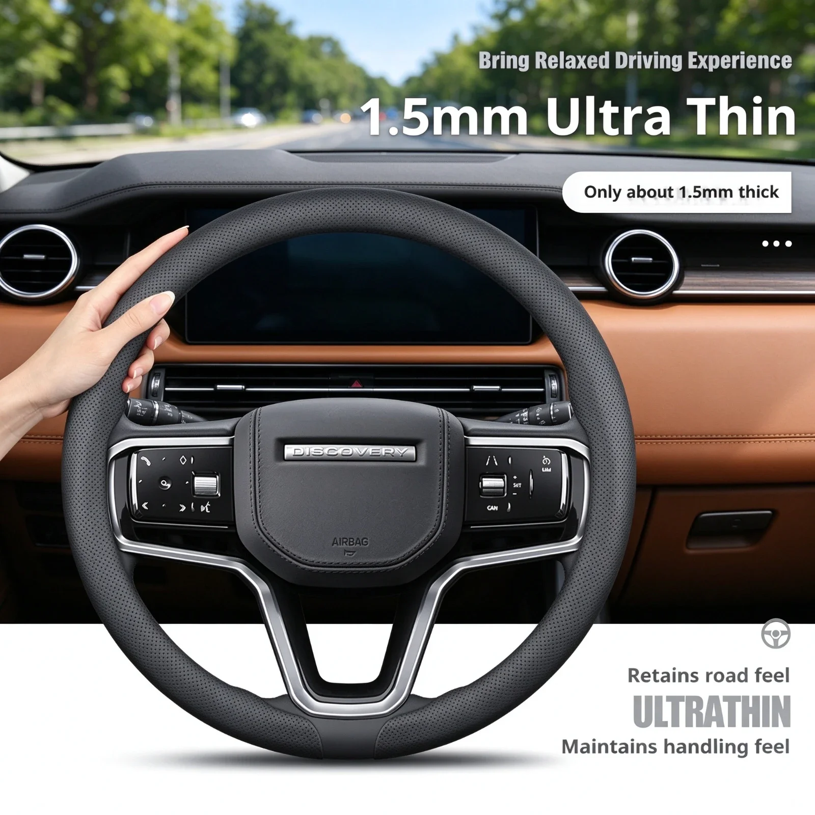 For Land Rover Suede Leather Steering Wheel Cover Defender 110 90 Velar Evoque Discovery 3 4 5 Freelander 2024 2025 Accessories