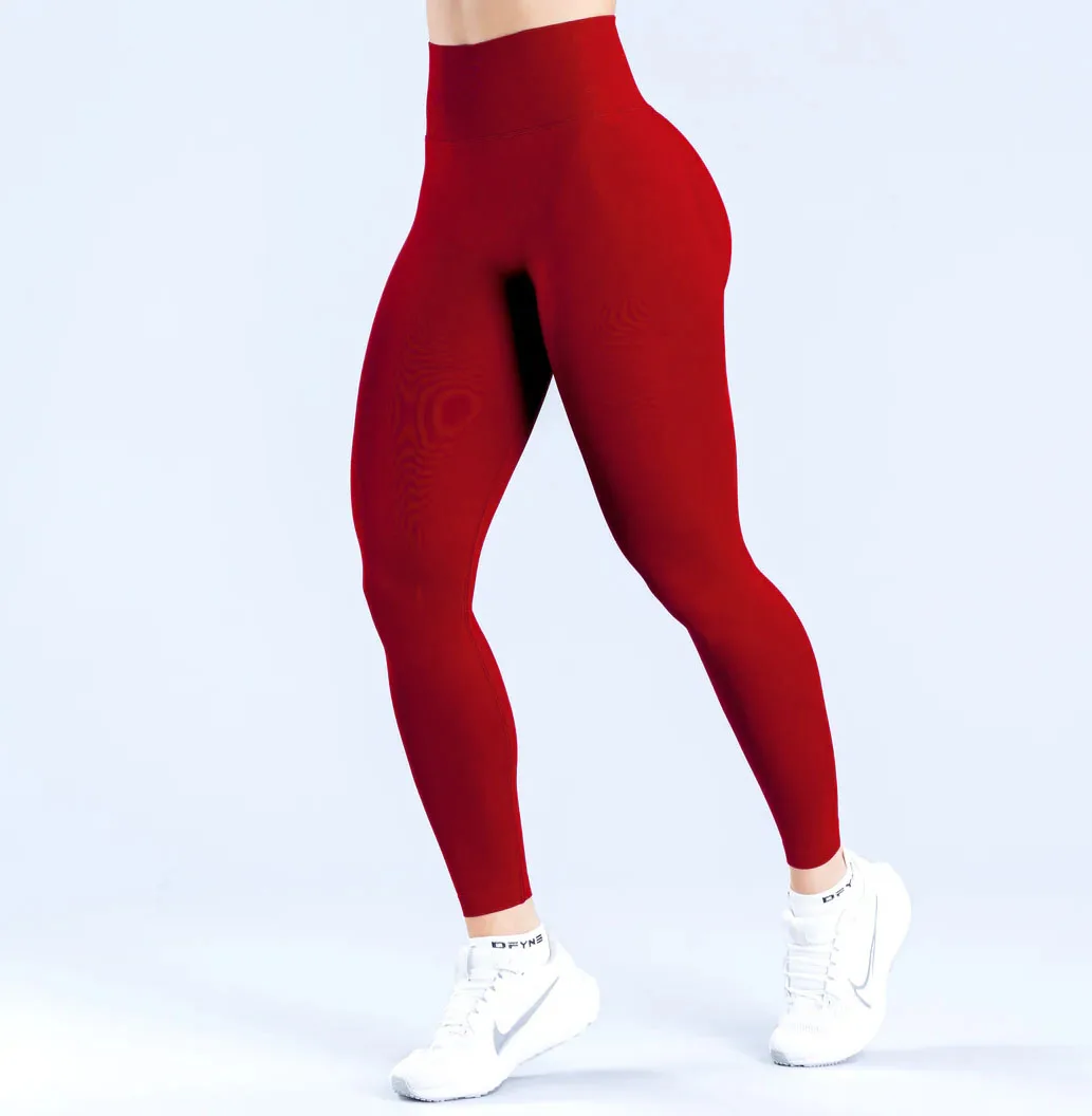 DFY  Impact Matting Pleated Waist Seamless Sports Fitness Trousers Leggings Women Tights Pants