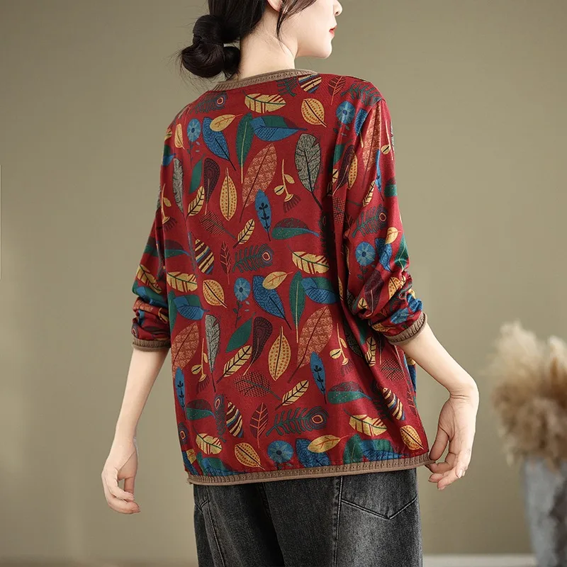 

Свободная длинная футболка Sve V-Ne, женская художественная универсальная лоскутная футболка с ретро-принтом в рубчик большого размера Boting irt