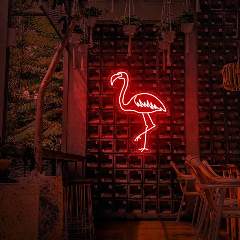 Custom Flamingo Neon Signs Aesthetic LED Flamingo Lights Decoration for Wall Decor Bar Living Room Bedroom Kids Room