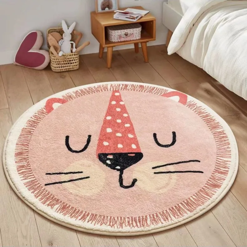 Cute Cartoon Bedroom Decor Plush Carpet Large Area Thickened Children\'s Rug Fluffy Soft Round Floor Mat Washable non-slip rugs