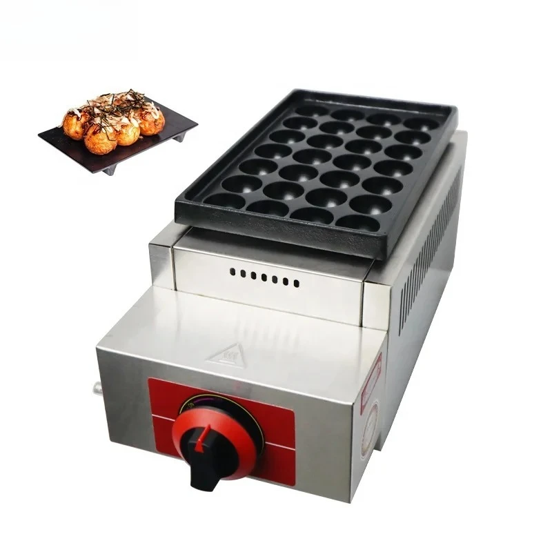 Hot Selling Commercial Gas Type Fish Ball Waffle Machine 28 Holes Non-stick Snack Round Ball Machine Plate Grill Machine