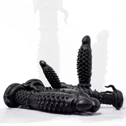 Oieffur vibrador preto com espinhos, vibrador de silicone com ventosa, pênis de 13 polegadas, brinquedo sexual anal para homens, brinquedos sexuais eróticos adultos para mulheres