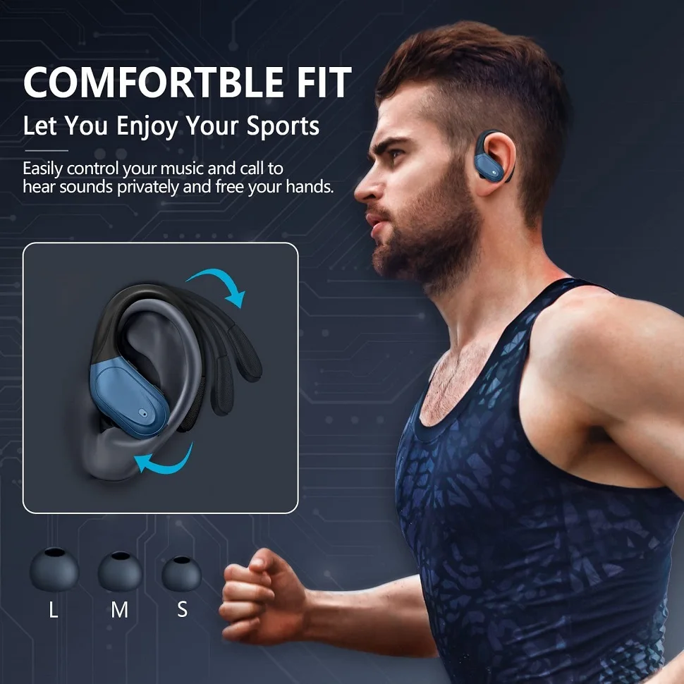 Cuffie True Wireless TWS auricolari Bluetooth cuffie auricolari bassi profondi mic LED Power Display per allenamento sportivo Running Gym