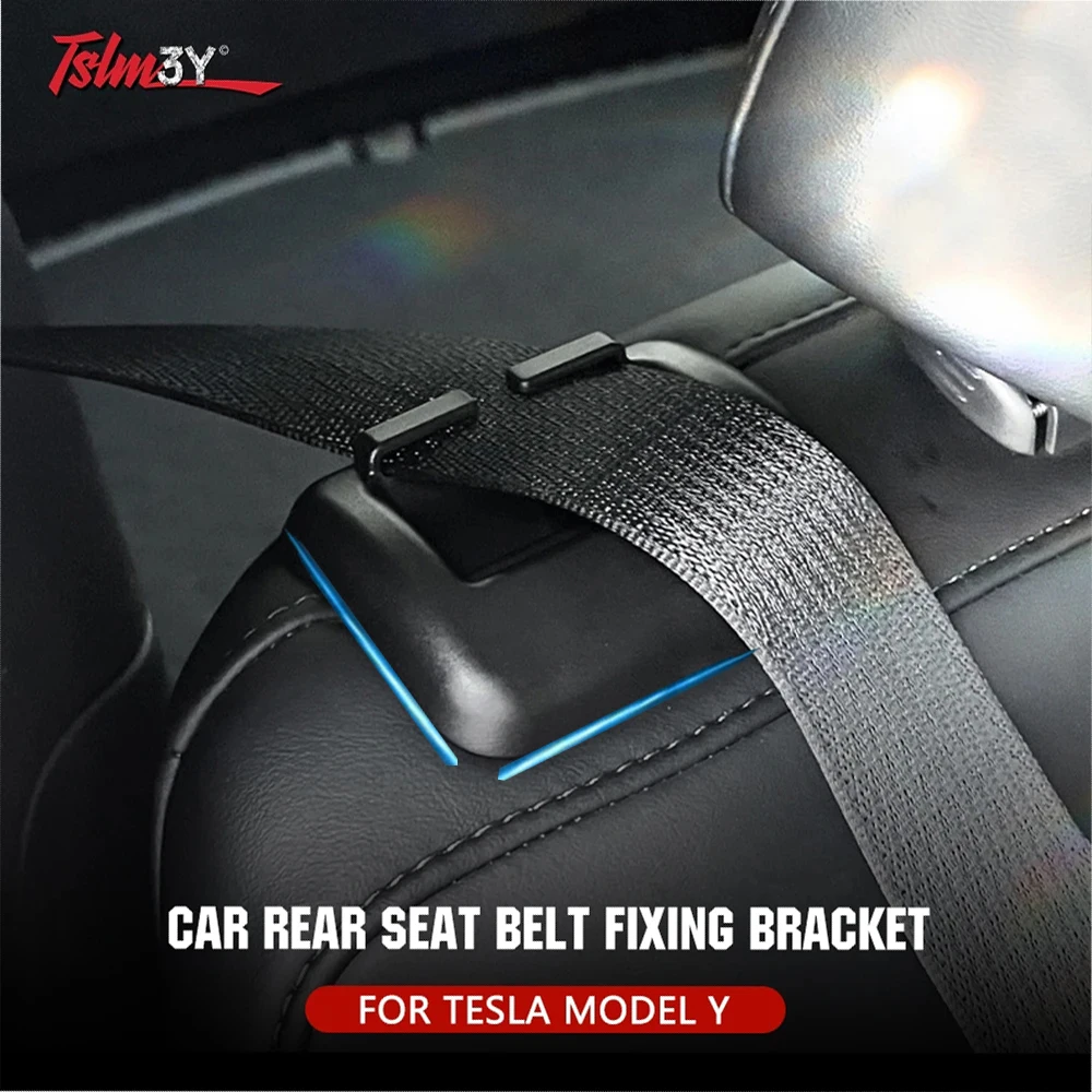 2Pcs ABS Rear Seat Belt Fixing Bracket For Tesla Model Y 2019-2023 Seatbelt Holder Clamp Car Interior Modification Accessories