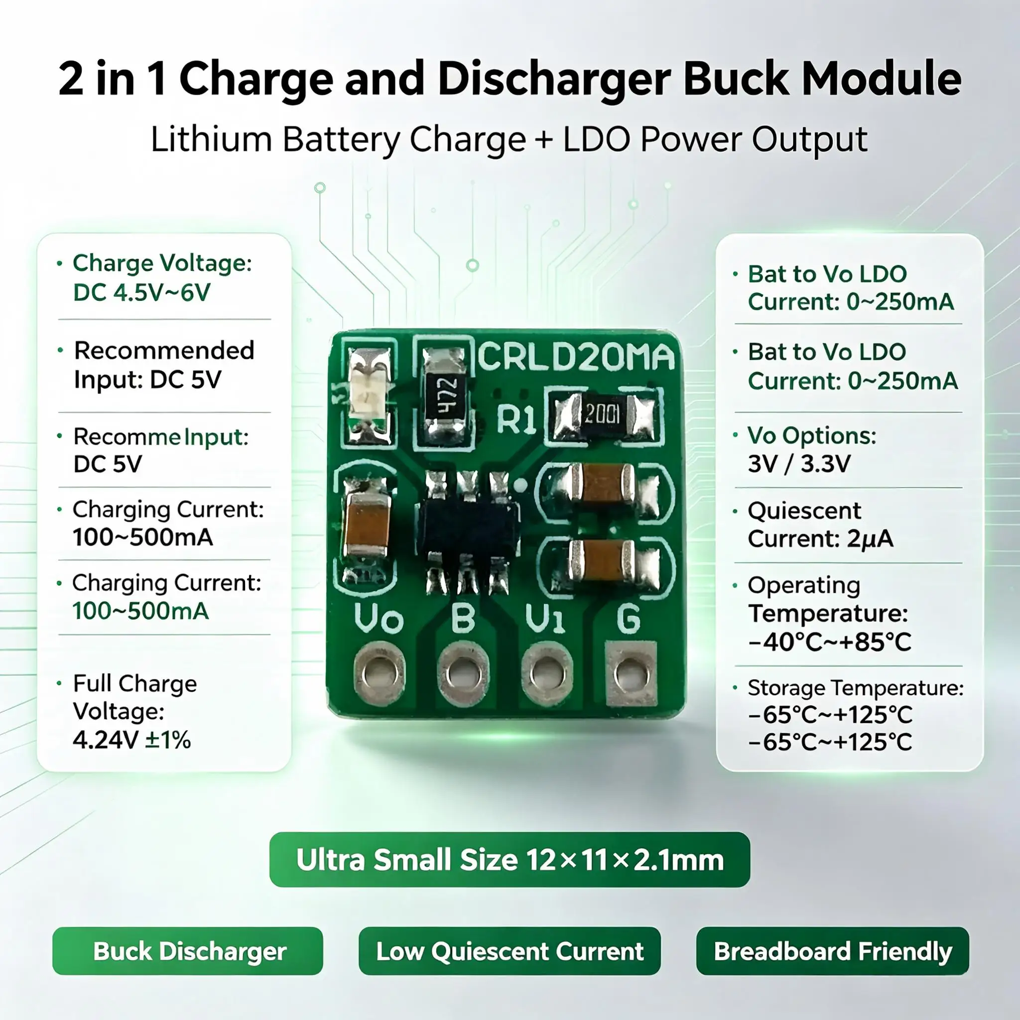 Dual Function Battery Charger 5V to 42V 37V to 33V LDO Converter Auto Charge Discharge Module for 18650 Li Ion Polymer
