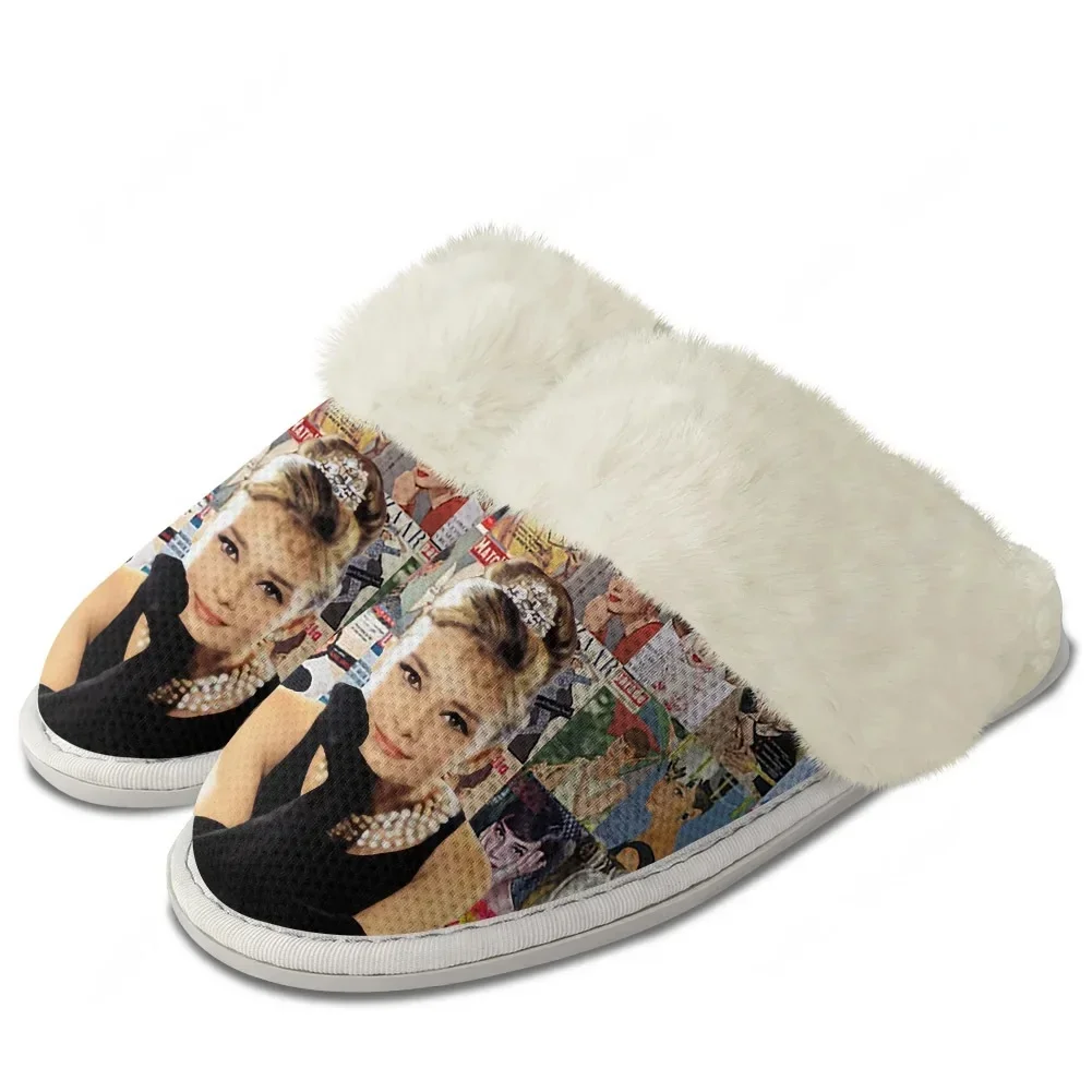 

Плюшевые тапочки с изображением актрисы Одри Хепберн, теплые, дышащие, легкие, хлопковые, для дома, для мужчин и женщин.