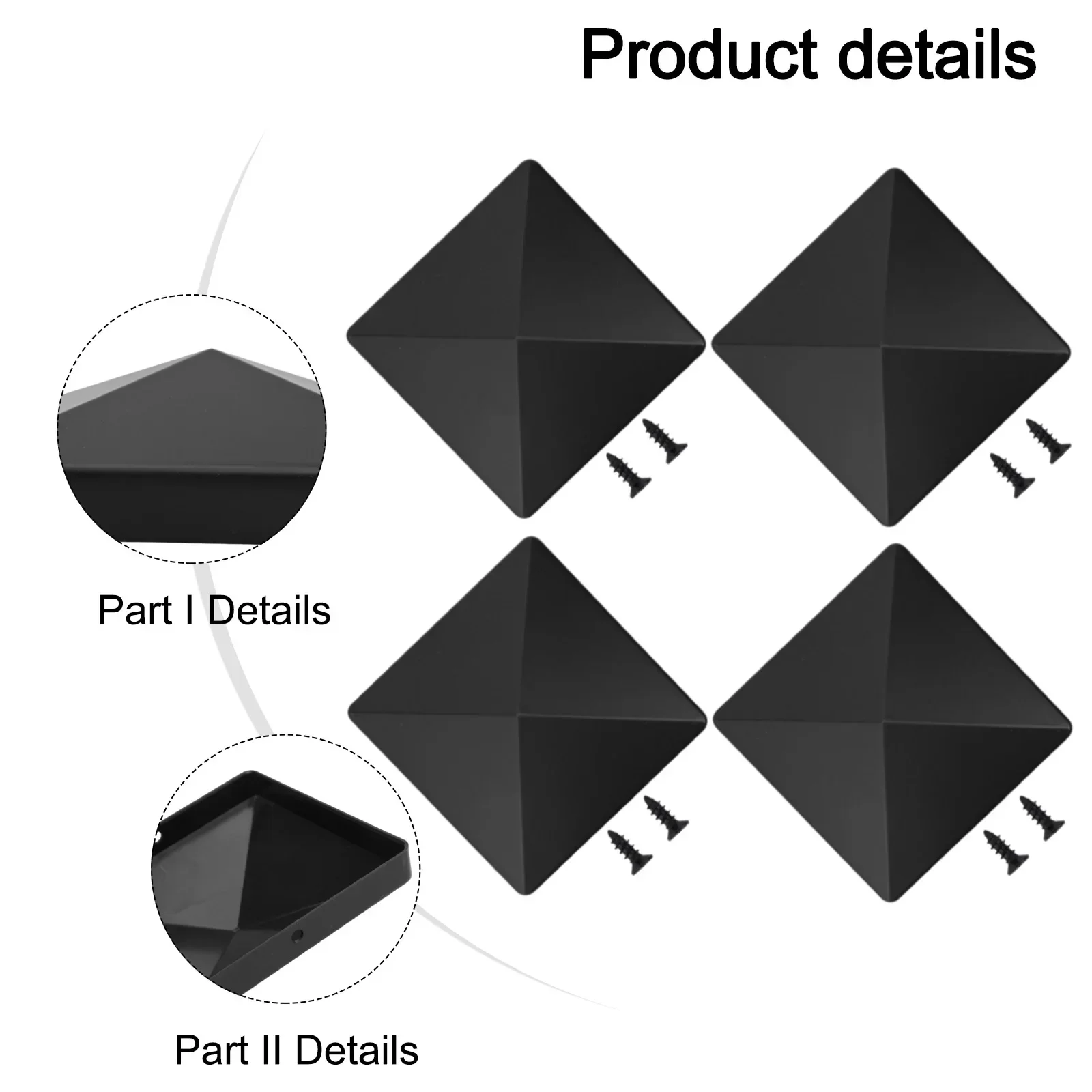 4x4 Post Cap Black Plastic Pyramid Cap Easy Installation Extends The Life Of Your Posts Fade Resistance Material