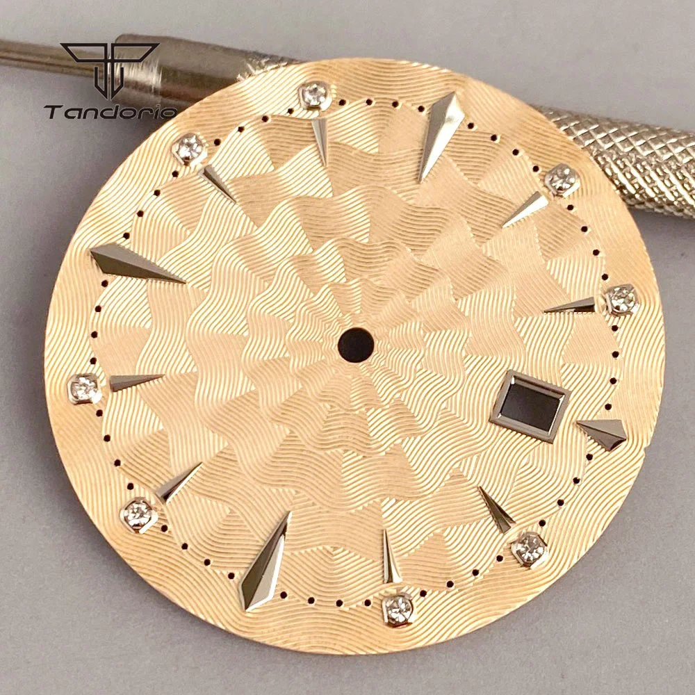 35mm Watch Dial Multicolor Texture Face Date Window Fit NH35 Automatic Watches Sword Hands Set Wristwatch Accessories Mod Parts