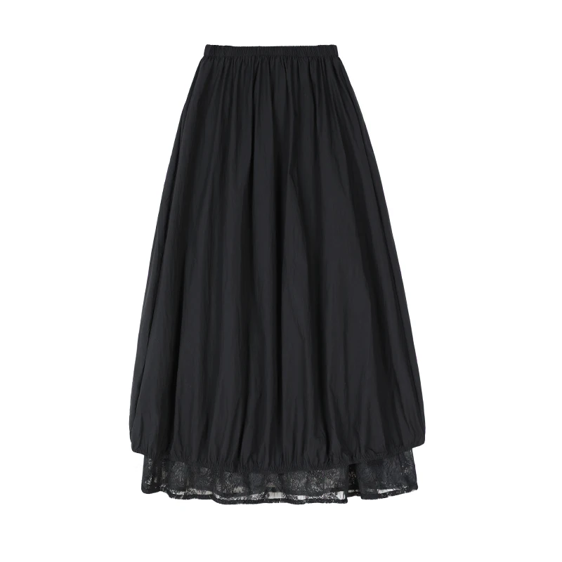 Dwustronna spódnica z koronką w kwiaty dla kobiet: wysoki stan, wyszczuplająca, rozkloszowana mini, modny strój na lato 2025