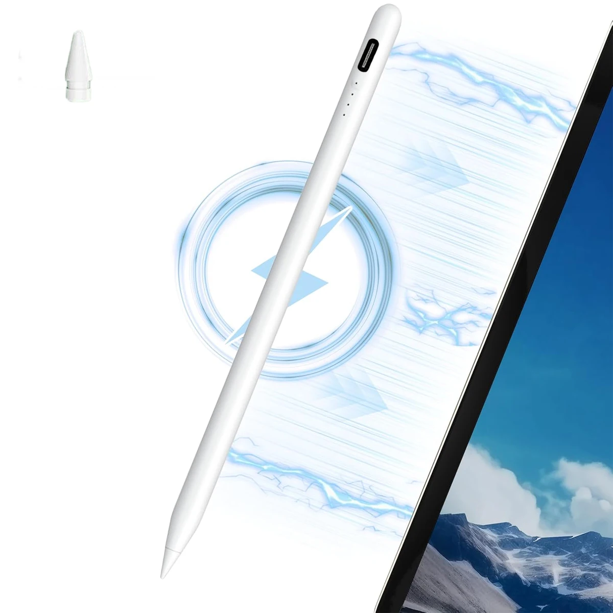 iPad stylus: 30-minute quick charge, 20-hour working time, sensitive tilt function.