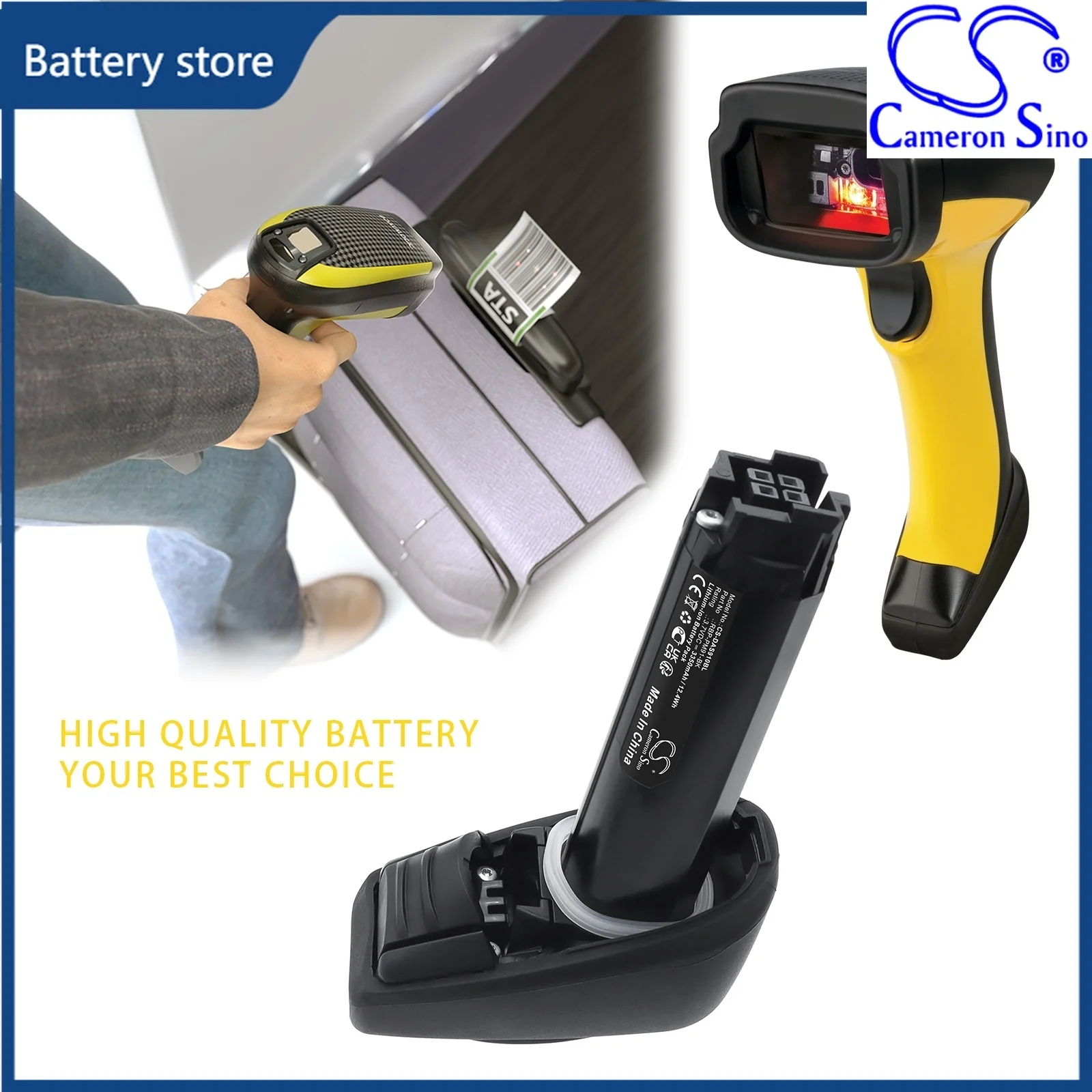 Replacement 3.7V 3350mAh Barcode Scanner Battery for Datalogic PowerScan PD9330 PM9300 PM9501 PBT9100 PBT9501 RBP-PM91-BK