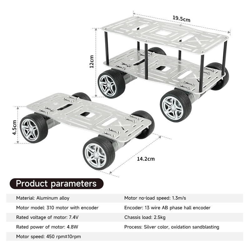 Imagem -03 - Mini 4wd Inteligente Robô do Carro Liga de Alumínio Inferior Board Único Duplo Chassis Peças com 310 dc Motor para Faça Você Mesmo Concorrência Projeto