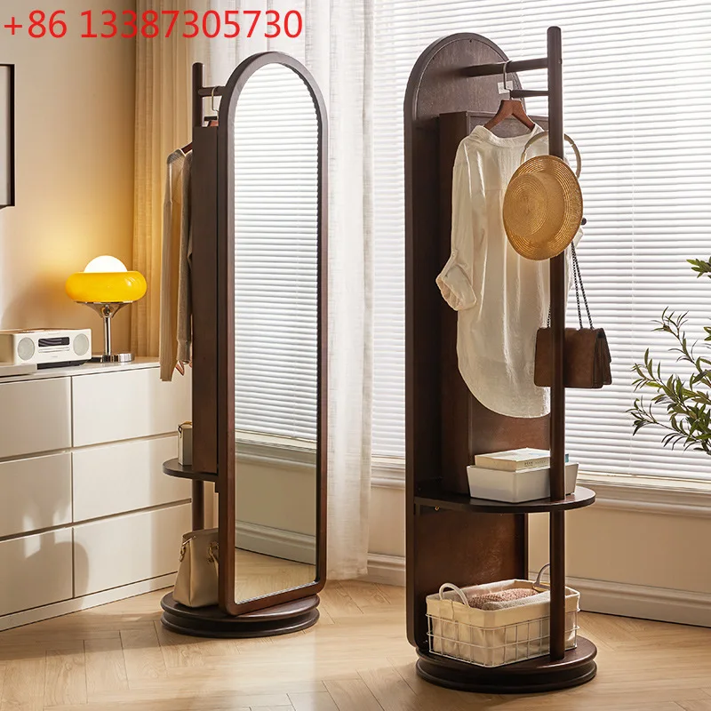 Solid wood rotating full-length mirror bedroom fitting living room floor-to-ceiling full-length mirror
