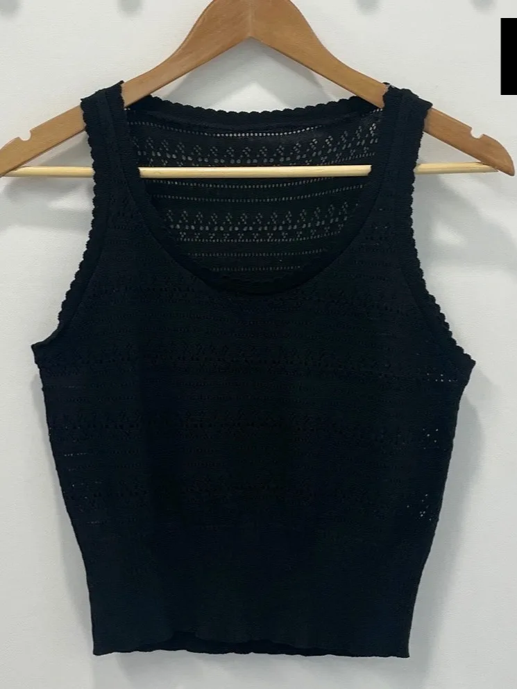 

Шикарный ажурный вязаный жилет, летняя простая майка Ele Svel, внутренняя и верхняя одежда, универсальный ort Sle Commute Fas...