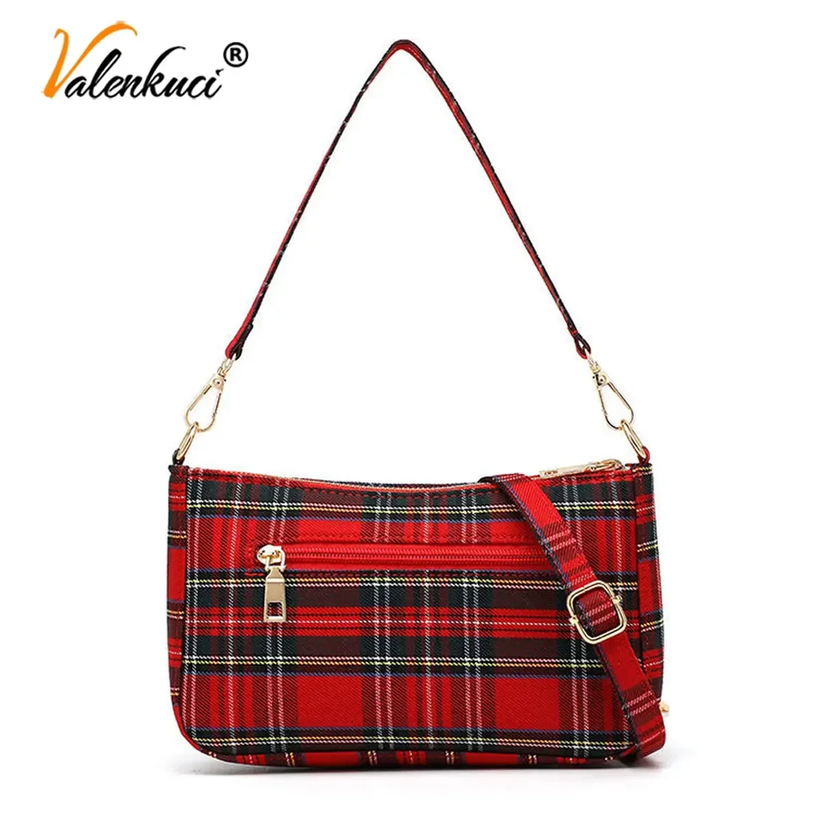 Fashion Vintage Retro Bags Designer Ladies Hand Bags French Plaid Red Bag Woman Elegant Small Women Shoulder Bags