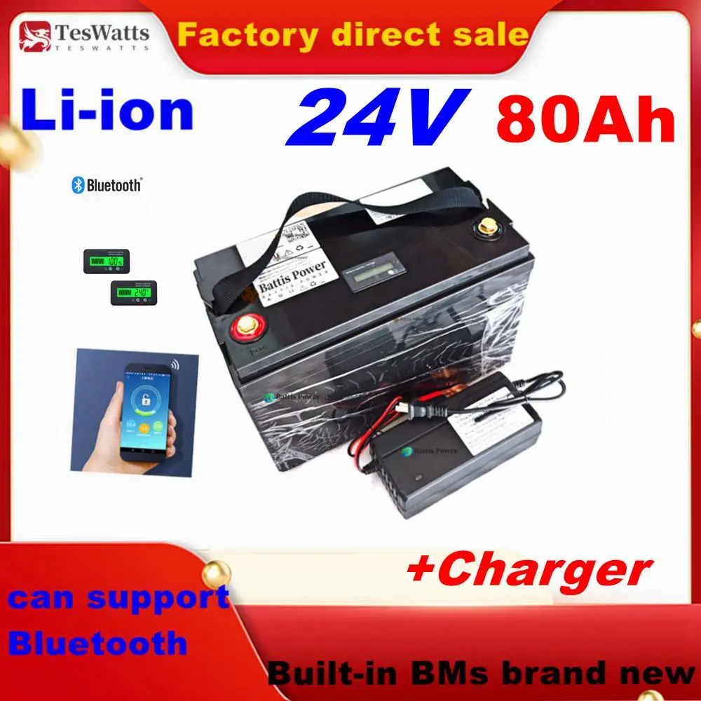 24V 80AH Lifepo4 batterie 80Ah batterie 8s BMS pour onduleur RV EV panneau solaire équipement de sécurité bateau de tourisme