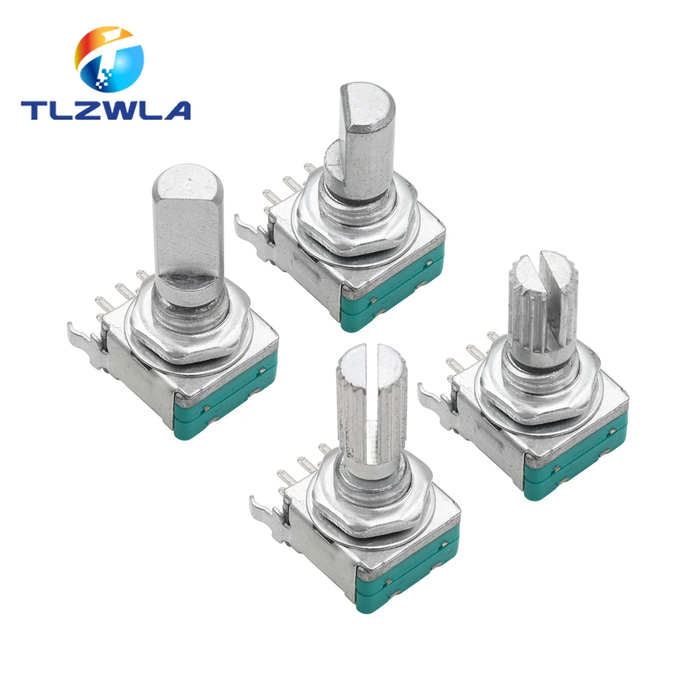 5PCS/Lot EC11 Horizontal Rotary Encoder 15mm 20mm Plum Blossom Shaft D Half Shaft with Switch Digital Potentiometer 20 Bit Pulse