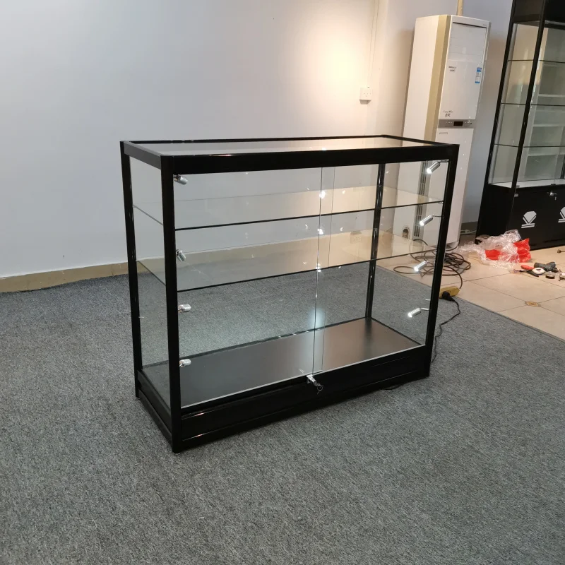 2025customized.48 inch Lockable Smoke Store Display Cabinet with LED Light Full Smoke Shop Display Glass Showcase Counter