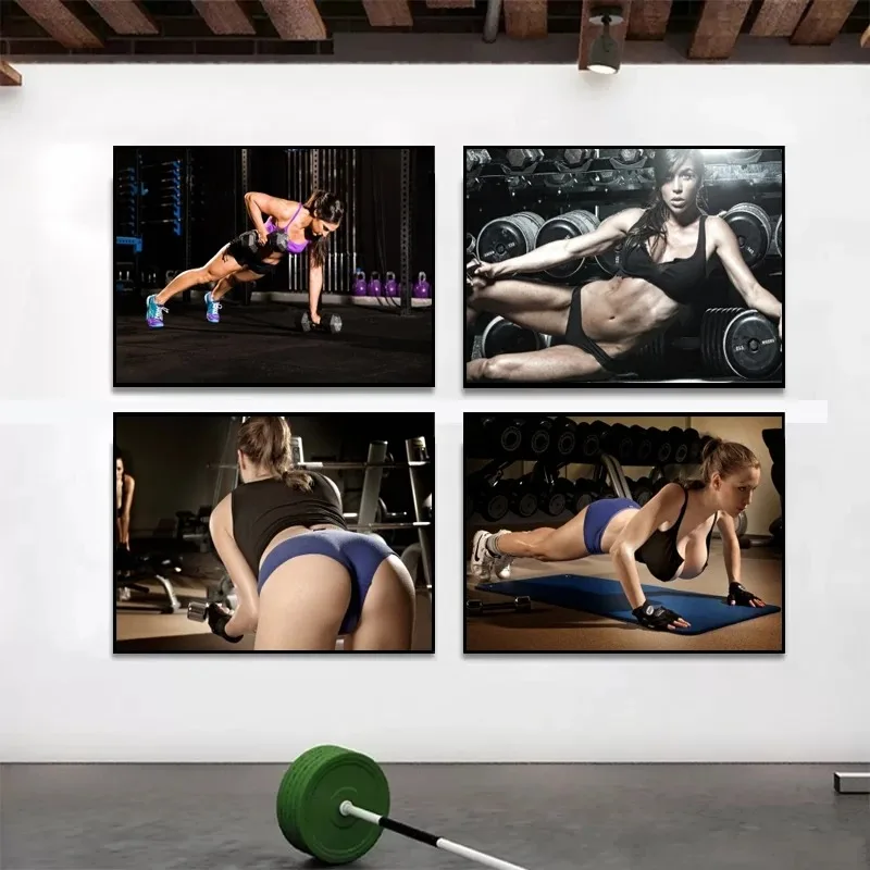 Sexy Women Fitness Bodybuilding Motivational Canvas Painting Posters and Prints Exercise Wall Art Picture Gym Room Bedroom Decor