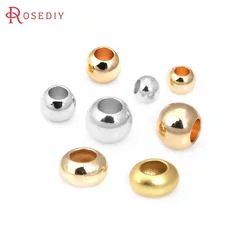 50PCS 4MM 5MM 6MM 18K Gold Color Brass Large Hole Spacer Beads Bracelet Beads Jewelry Making Supplies Diy Findings Accessories