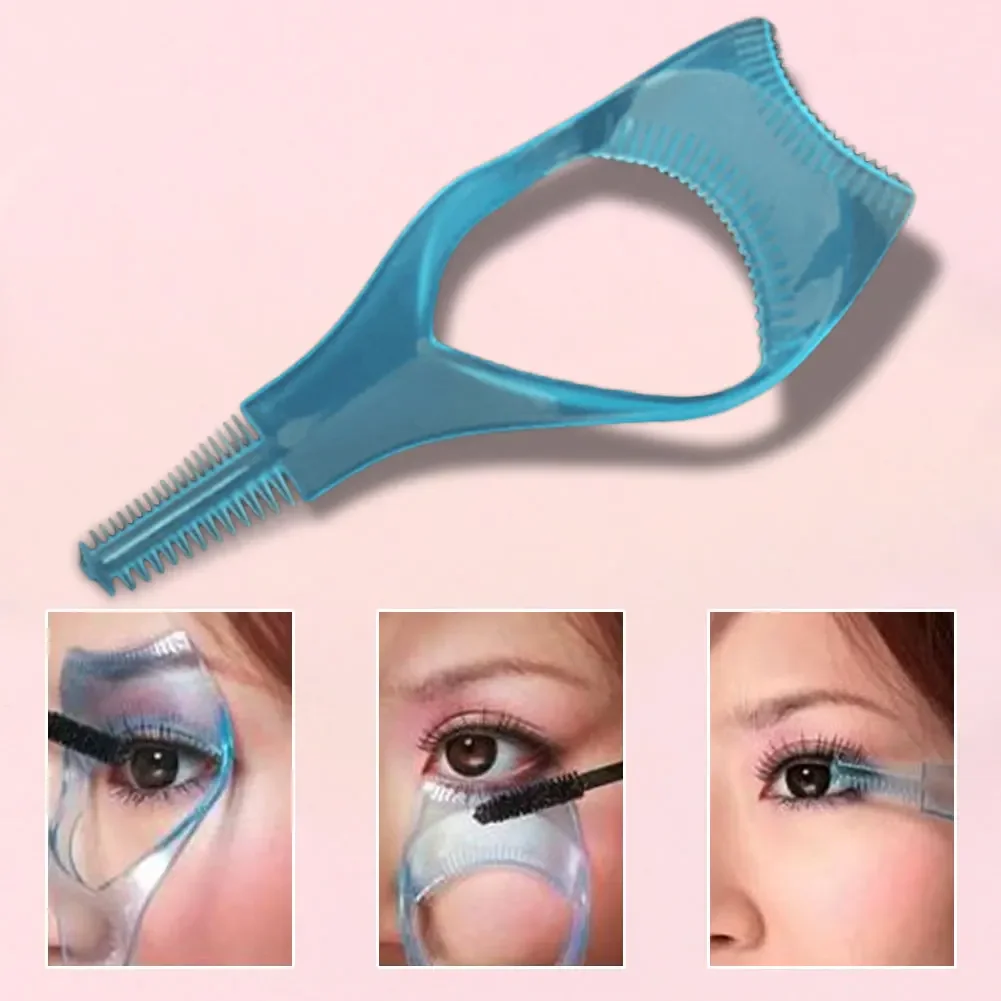 Recourbe-cils en plastique réutilisable, 3 en 1, brosse, mascara, protège-cils supérieur et inférieur, guide, aide au maquillage