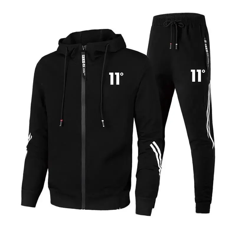 Hot Sales Mens Tracksuit Print Zipper Hooded Sweatshirts Set High Quality Trend Casual Simplicity Sports Jogging Suit Clothing