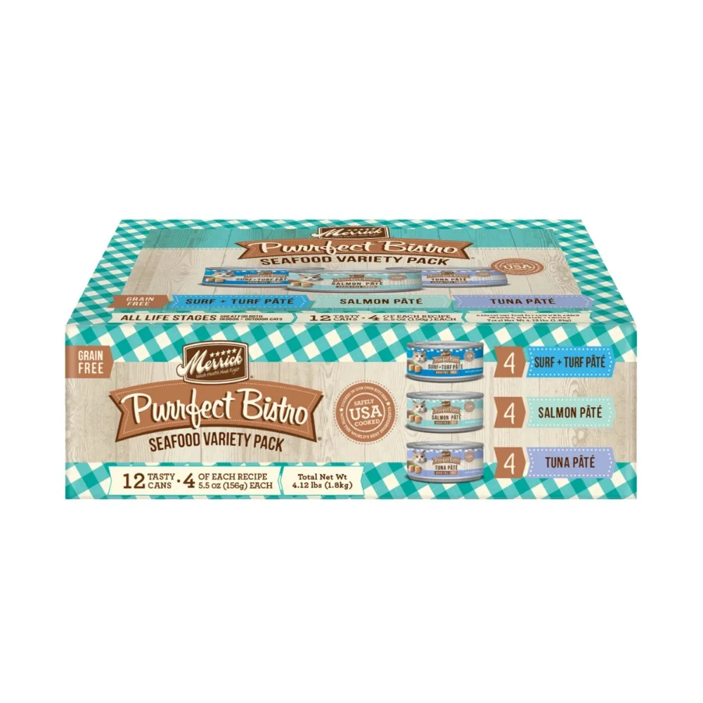 

Purrfect Bistro Seafood Wet Cat Food Variety Pack, 5.5 oz Cans (12 Pack)