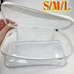 Transparente impermeável PVC Makeup Bag, Pequeno grande claro sacos cosméticos, Portable Travel Toiletry Wash Organizer Case, Bolsa de armazenamento