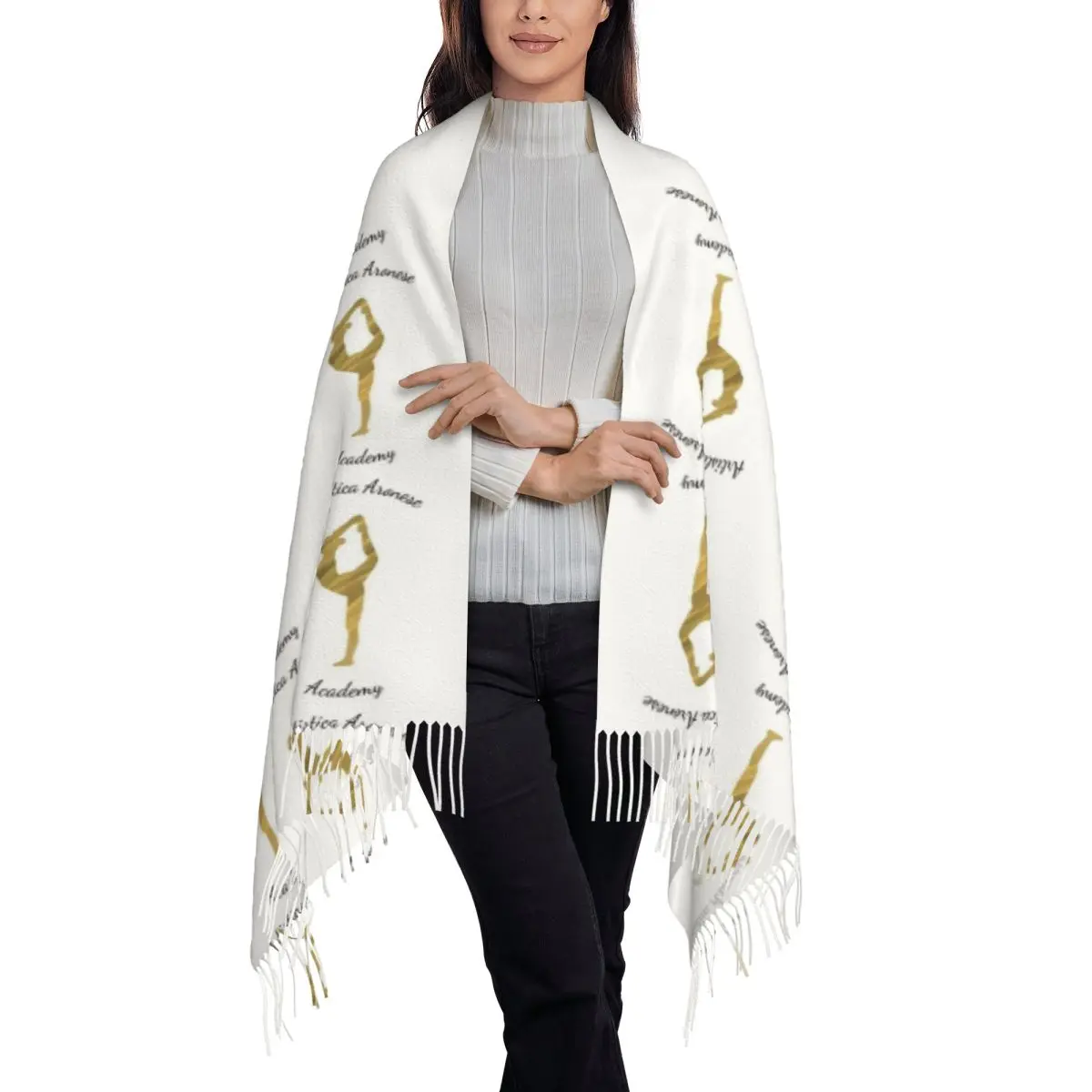 Artistic Gymnastics Print Scarf Tassel Scarves Women Soft Warm Shawls and Wraps Large Fall Winter Shawl Wrap