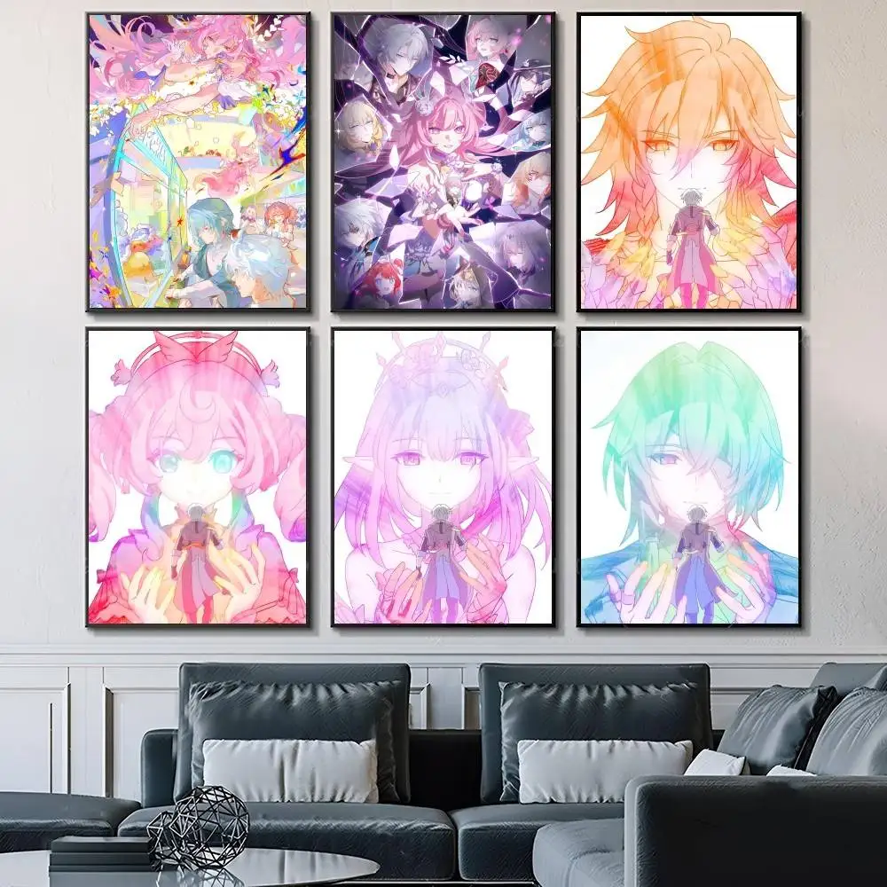 1PC Anime Game Honkai Star Rail Art Mydei Phainon Castorice Posters Fancy Wall Sticker for Living Room Bar Decoration Wall Decor