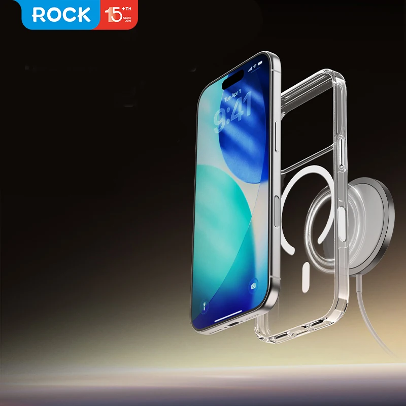 For iPhone 17 Pro Max 17 Pro Case Rock Magnetic Crystal Clear PC+TPU Anti-Scratch Transparent Cover For Magsafe for iPhone17