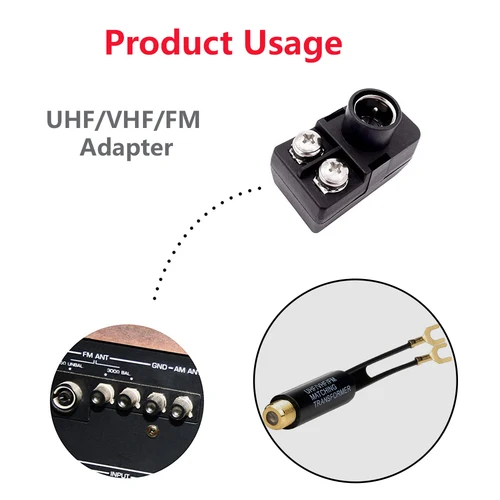 Imagen 2 del producto Transformador de 75 Ohm a 300 Ohm, adaptador UHF VHF FM, convertidor de antena F hembra para TV, radio, antena Coaxial RF