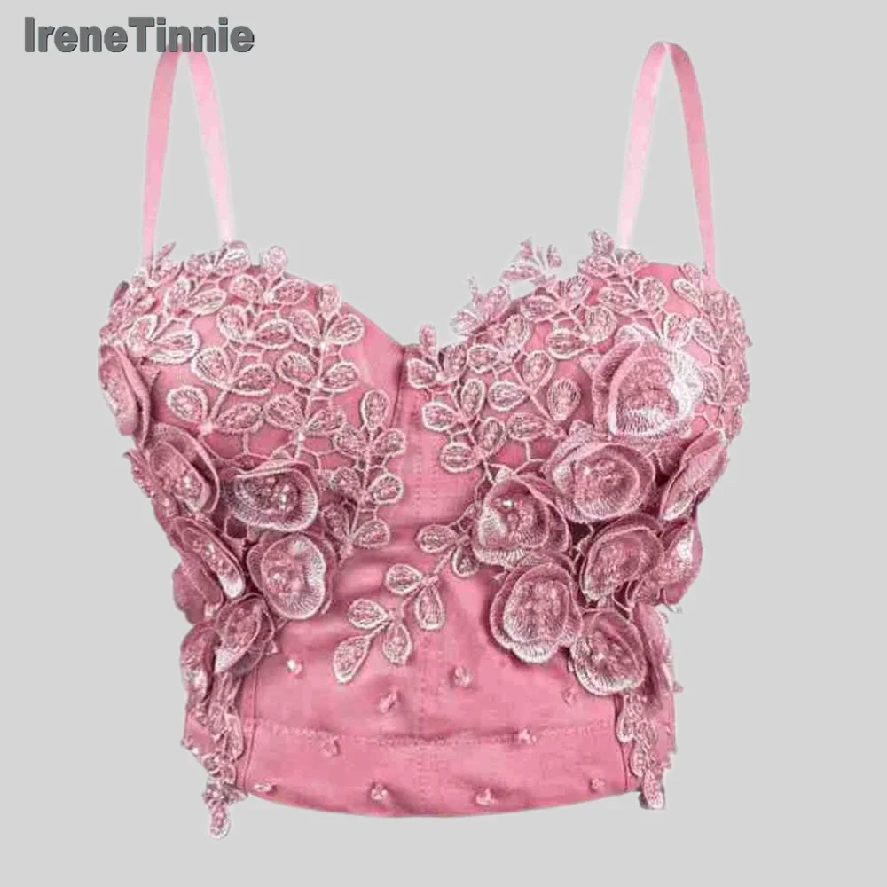 

IRENE TINNIE Fashion Embroidery Flower Women's Y2k Bustier Bra Wedding Corset Party Cropped Top Vest Ropa De Muje Plus Size