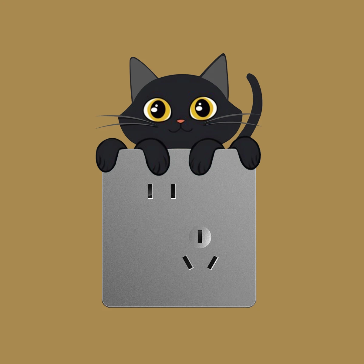 1 Piece of Eight Cute Little Black Cats Switch Sticker DIY interesting Switch Decoration Sticker Wall Sticker