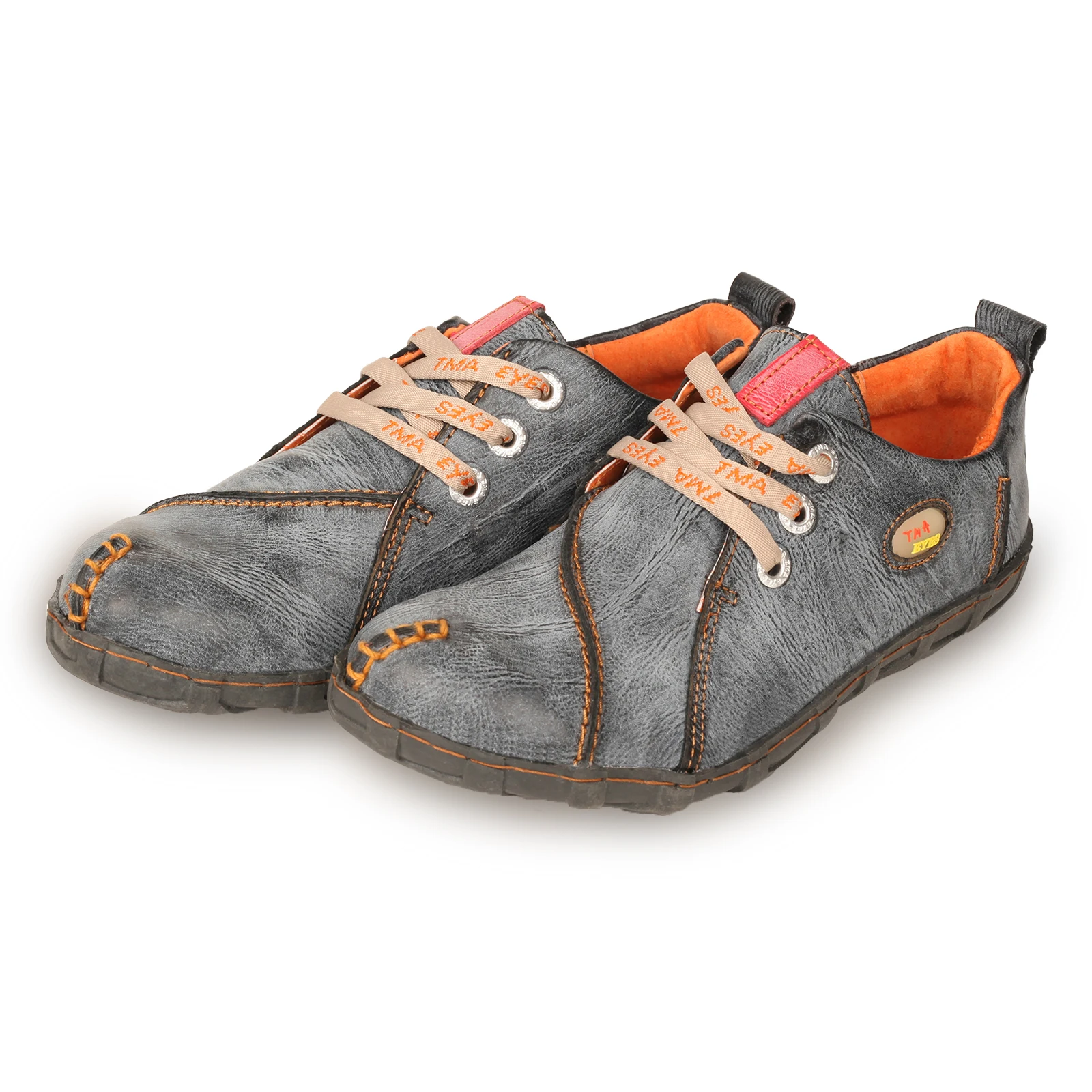 SHOELAND rétro couleur unie fait à la main Simple femmes en cuir souple chaussures plates décontractées