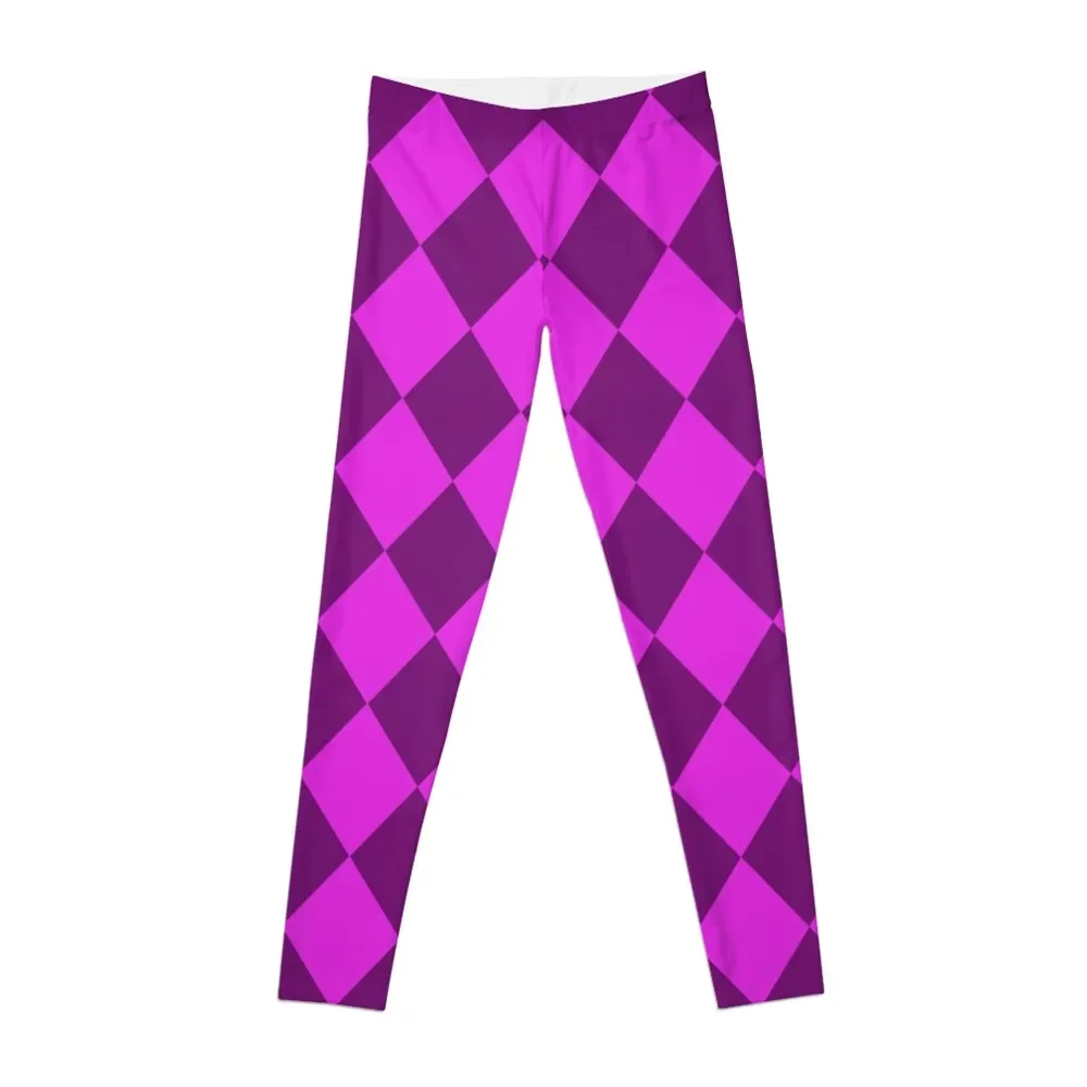 

Pink and purple Lozenge Harlequin pattern Leggings Women's sportswear sport set Womens Leggings