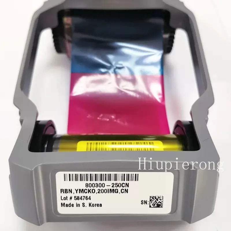 Original 800300-250CN YMCKO Color Ribbon Cartridge 200 Prints for Zebra ZC100 ZC300 Card Printers