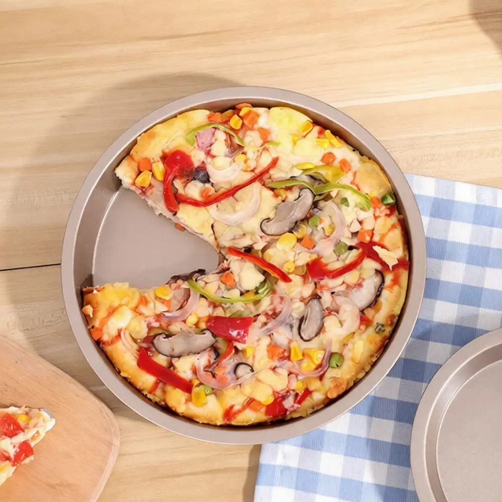 Carbon Steel Baking Tray Non Stick Round Pizza Pan Cake Mold Kitchen Bakeware Tools Household Oven Supplies 6 7 8 9 10 Inch Gold