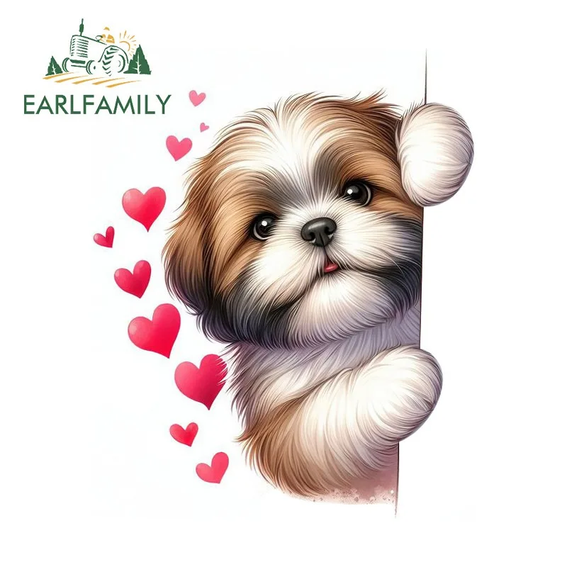 EARLFAMILY Cute Dogs Peeking Car Stickers Cartoon Fashion Rear Windshield Surfboard Water Bottle Decal Occlusion Scratch Decor
