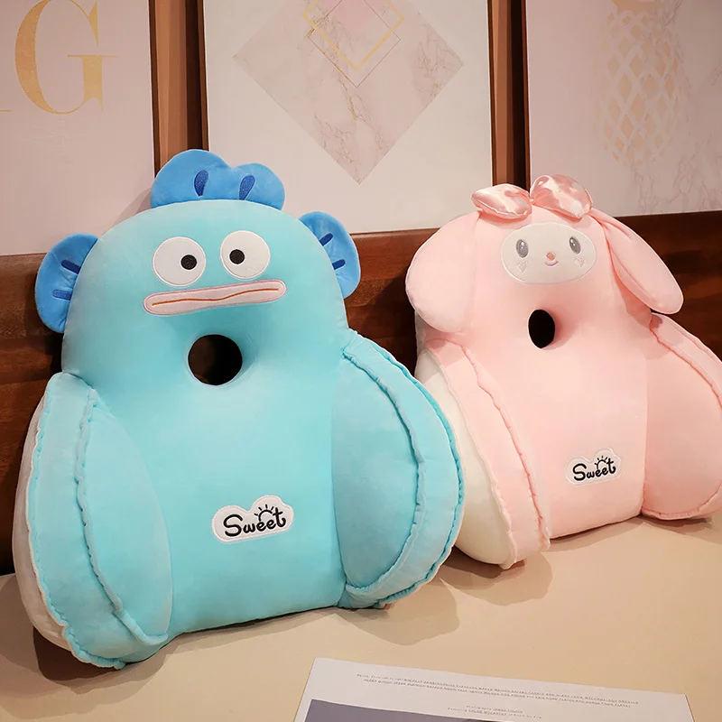 Cute Anime Back Cushion For Chair Kawaii Japanese Style Cinnamoroll Hangyodon Kuromi Seat Cushion Lumbar Support Pillow Gifts