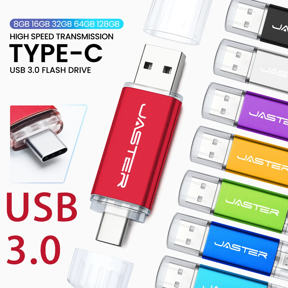 Type-C USB 3.0 High speed flash drive 2 IN 1 Pen Drive 128GB/64GB/32GB/16GB Multi-format Compatible U Disk For IPhone15 TYPE C
