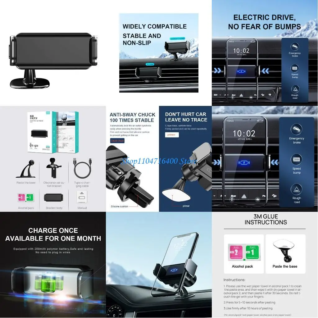 

y1gd Car Phone Holder Mount Hands for Smart Clamp Air Vent Clip GPS Sta