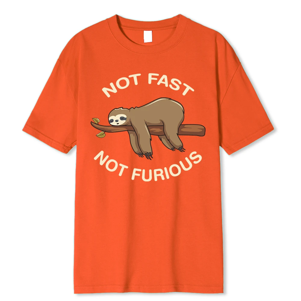 Not Fast Not Furious Sloth Sleeps Hanging From Branches T-Shirt Men Fashion Cotton Tee Clothes Soft T-Shirts Hip Hop Casual Tops